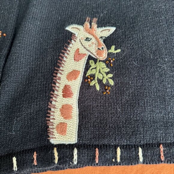 RARE The Quacker Factory Giraffe Beaded Button Cardigan Sweater, Size 1X - Picture 9 of 13
